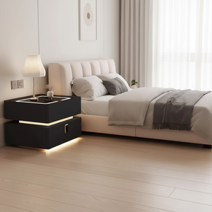 โต๊ะข้างเตียงสไตล์มินิมอลหรูหรา พร้อมไฟ LED แบบลอยตัว สัมผัสเปิด-<span class=keywords><strong>ป</strong></span>ิด <span class=keywords><strong>ราคา</strong></span>ขายส่ง - Product Image 6