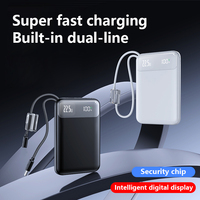 Batterie externe mini TDX TZ35 15W/18W/20W/22.5W avec charge rapide Type C, batterie Li-polymère 10000mAh, affichage numérique, câbles 2-en-1, CE/FCC