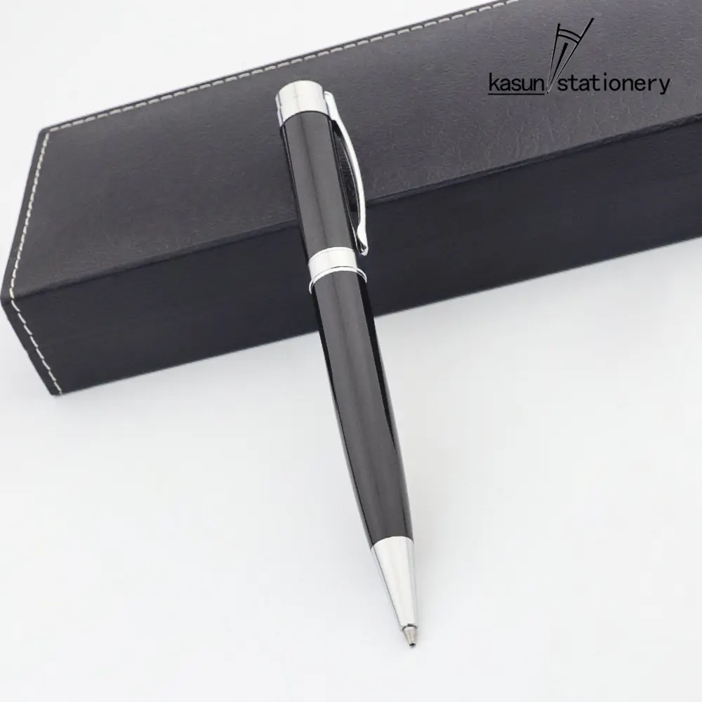 सस्ते नमूना धातु कार्यालय गेंद बिंदु कलम काले धातु कलम अनुकूलित लोगो के साथ व्यापार कलम