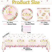 Ensemble de vaisselle de fête pour le 1er anniversaire de bébé fille, motif floral moderne, vaisselle et nappe Onederful, pour servir 24 invités