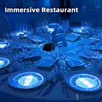 Nouveau design de système de table à manger à projection interactive assiette interactive centre commercial restaurant bar