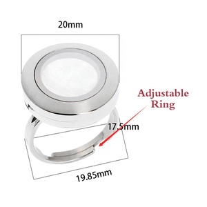 Nhẫn Ngón Tay Trơn Đóng Nam Châm Bằng Thép Không Gỉ 20Mm Vòng Đeo Tay Mặt Thủy Tinh + Mặt Sau Bằng Thép Không Gỉ - Product Image 2