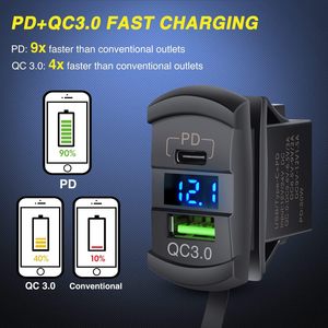 Weichuang 4 Gang <b>Switch</b> Panel <b>12V</b> 20A USB QC3.0 PD RV Yacht Car Lighting Control - Product Image 5