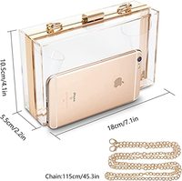 Sac à main transparent pour femmes Acrylique Transparent Clutch Bag Shoulder Handbag Gold Chain Strap Single Hasp Rectangle Customized Logo Acceptable