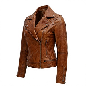 Blouson moto femme en similicuir bordeaux, coupe ajustée, style motard, col montant, fermeture éclair, court, manteau d'hiver - Product Image 4