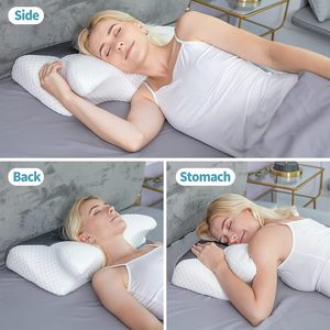 Almohada Cervical Ergonómica para Alivio del Dolor, Espuma Viscoelástica Hueca Ortopédica con Forma de Mariposa, Anti-Bacteriana, Desmontable, OEM - Product Image 3