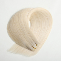 Extensiones de Cabello Humano Rubio Blanco de Doble Trama, Nuevas, de Lujo, con Trama Plana Mini Genius, Reemplazo de Trama Cosida a Mano