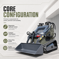Chargeuse compacte sur chenilles FULCORE homologuée CE EPA Euro V, avec godet robuste pour travaux agricoles, vergers et aménagements paysagers