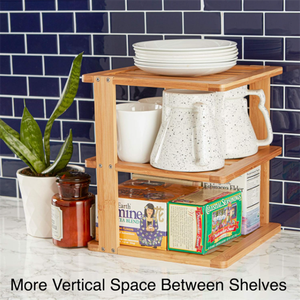 Petite étagère d'angle verticale en bambou à trois couches commande chronologique support de rangement d'armoire en bois pour cuisine salle de bain salon - Product Image 6