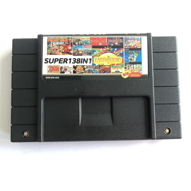 English NTSC-U/C US Canada  Black SNES Multi Card 138 in 1
