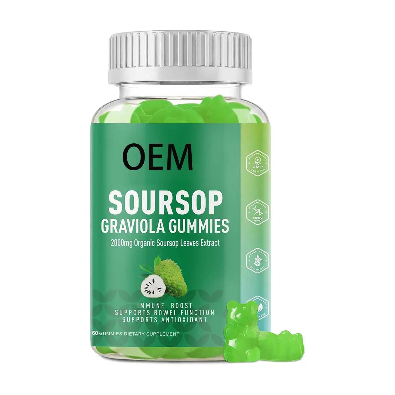 Private Label Organic Soursop Extract Supplement Organic Soursop Graviola Gummies for mmune Support and Antioxidant
