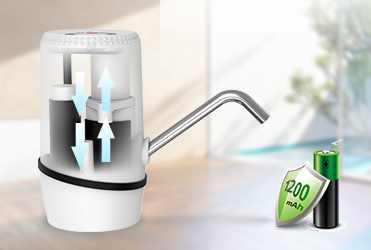8W 2.4L/Min 1200mAh Water Bottle Pump Dispenser With Decorative Chamfer Top