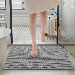 Tapis de bain en chenille rectangulaire, couleur unie, absorbant, pour usage domestique, tapis de toilette, lavable en machine - Product Image 2