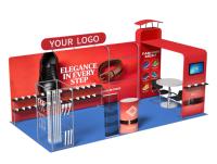 Stand d'exposition pop-up en tissu extensible 13x20 pieds, impression par transfert thermique sans couture, étui de transport inclus, stand d'exposition pour l'Amérique du Nord