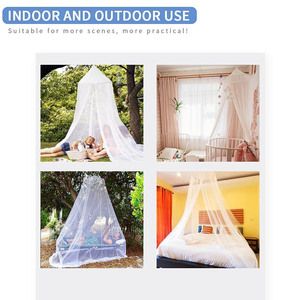 Moustiquaires rondes suspendues en forme de <span class=keywords><strong>cloche</strong></span>, pliables, blanches, 100 % polyester respirant, pour <span class=keywords><strong>lit</strong></span> ou enfant, vente en gros - Product Image 6