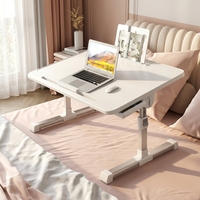 Table de lit pliable pour ordinateur portable, support d'ordinateur réglable en hauteur, table portable avec tiroir pour la maison, le bureau et le gaming