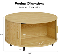 Table basse moderne du milieu du siècle avec 360 °   Tables d'appoint rondes à rainures avec porte coulissante incurvée pour salon Muebles Para La Casa