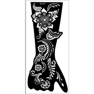 Pochoirs de henné rétro à grandes fleurs et motifs de vigne, modèles ajourés exotiques pour mariages indiens et Mehndi, autocollants de tatouage écologiques - Product Image 4