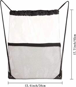 Customized Waterproof Clear Pvc <b>Backpack</b> Transparent Gym Stadium Approved <b>Drawstring</b> Bags With Pocket Unisex Bag - Product Image 2