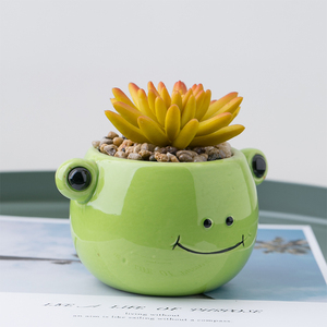 Minimaceta <span class=keywords><strong>de</strong></span> cerámica con forma <span class=keywords><strong>de</strong></span> animal <span class=keywords><strong>de</strong></span> <span class=keywords><strong>rana</strong></span>, plantas suculentas artificiales para decoración <span class=keywords><strong>de</strong></span> jardín - Product Image 4