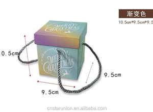 Бесплатный образец оптовая продажа на заказ 9,5x9,5x10,5 см Квадратные Картонные бумажные подарочные коробки с веревочной ручкой для рождественской вечеринки - Product Image 6