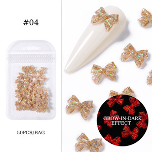 Nueva Llegada, Bolsa de 50 Piezas de Adornos para Uñas Dorados y Plateados, Adornos Luminosos 3D con Forma de Lazo para Decoración de Uñas - Product Image 4