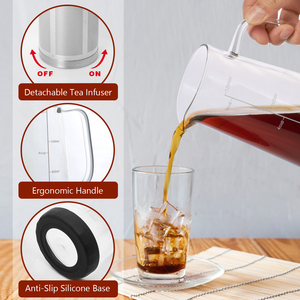 <span class=keywords><strong>Carafe</strong></span> à eau en verre transparent moderne avec poignée et base antidérapante en silicone, <span class=keywords><strong>carafe</strong></span> à jus en verre borosilicate de haute qualité pour la cuisine - Product Image 3