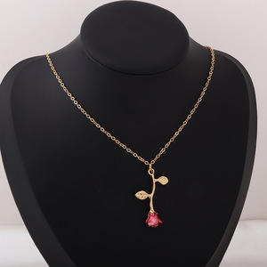 Collier Pendentif Tendance en Alliage Motif Fleur Rose pour Femme, Bijou Cadeau 2025 - Product Image 2