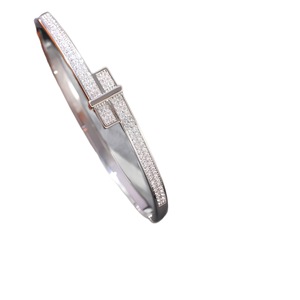 Women's Fashion <b>Bangle</b> Gold And White Two Tone Zircon Inlay Party Jewelry <b>Copper</b> Alloy Micro Insert - Product Image 5