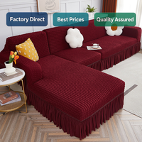 Housse de canapé géométrique en seersucker ultra douce et confortable, ensemble 3 pièces, pour causeuse, chaise longue simple, sectionnel, toutes saisons, antidérapante
