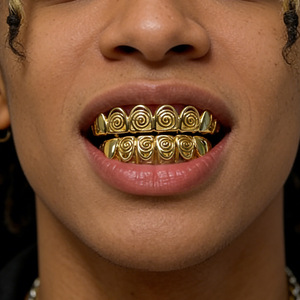 Hollow-Out Double-Piece 6-Piece <b>Braces</b> Electroplated With Zirconia Hip Hop Dental Ornaments For <b>Men</b> And Women Unisex Gold Silver - Product Image 4
