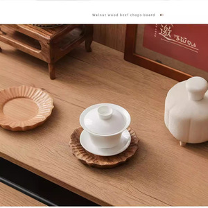 Japanese Style Handmade <b>Tea</b> <b>Tray</b> Solid Black Walnut Wood Hand Carved Plate For Coffee And <b>Tea</b> Serving - Product Image 3