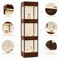 Vitrine à bijoux sur pied GZowin à 3 niveaux en verre avec éclairage LED, écologique, durable, couleurs personnalisables, pour colliers et bagues