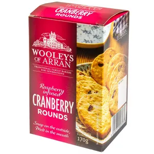 170g x 12 paquets Wooleys Cranberry Rounds canneberge aromatisé à base d'avoine Biscuits sucrés Biscuits UK gros snacks de céréales alimentaires