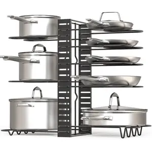 Organisateur de casseroles et porte-casseroles multifonctionnel pour armoires de cuisine