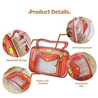 Pochette en plastique personnalisée en forme de sac à main mignon avec fermeture éclair, fenêtre transparente, réutilisable pour emballer des collations et des bonbons