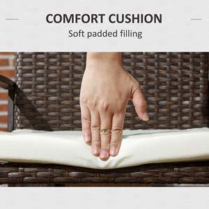 Ensemble de chaises de salle à manger en osier d'extérieur avec dossier et coussin blanc crème, structure en aluminium, mobilier de jardin moderne - Product Image 4