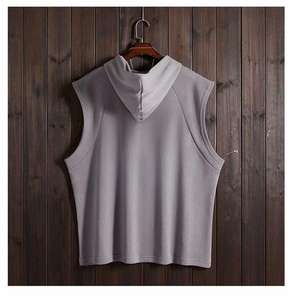 Logo brodé imprimé gilet de sport régulier perlé à capuche entraînement débardeurs coupe numérique été Fitness vêtements surdimensionné - Product Image 2