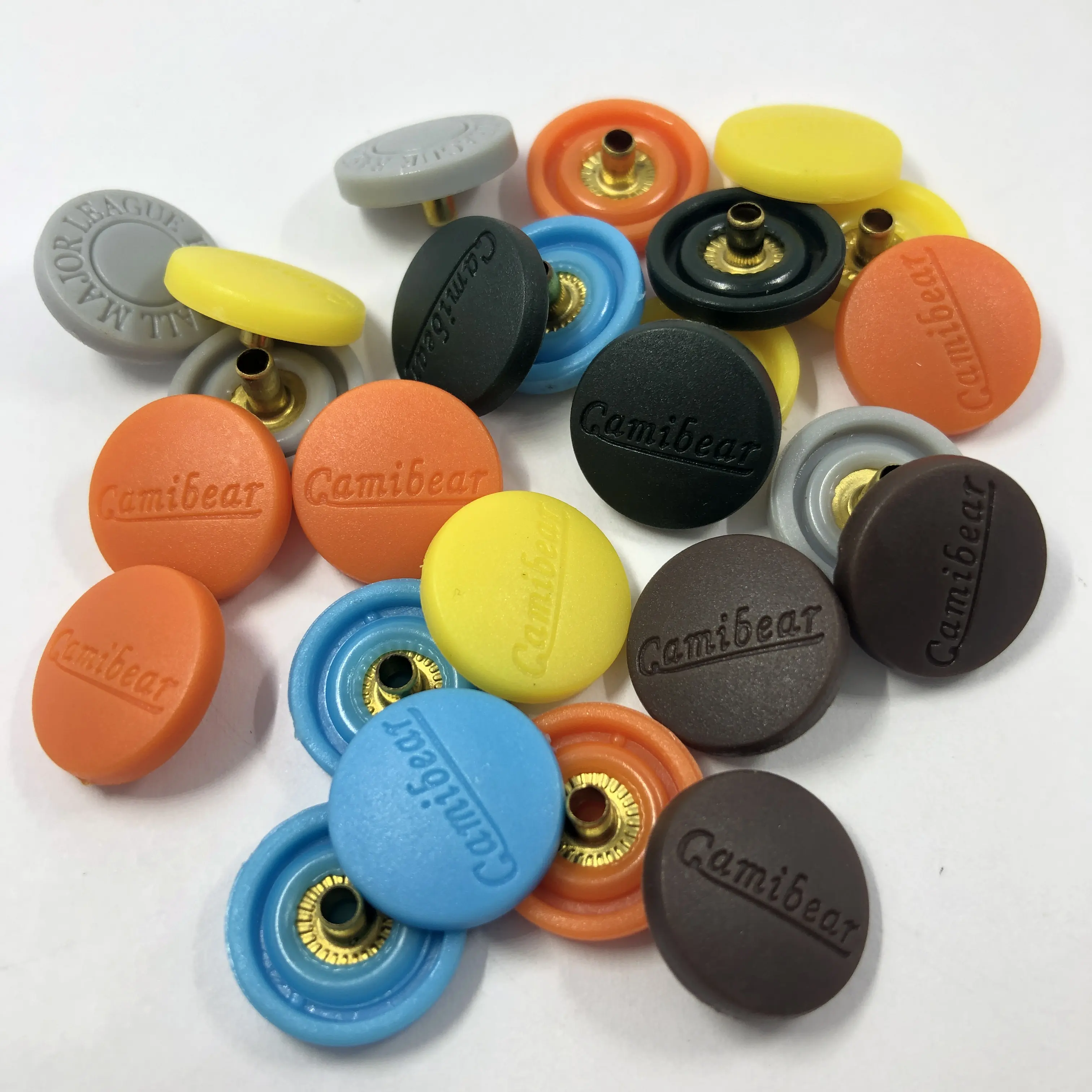 Plastic Nylon Colors metal Snap Button Fastener Engraved Logo Covered Round Buttons for Kidswear Rainwear Bags