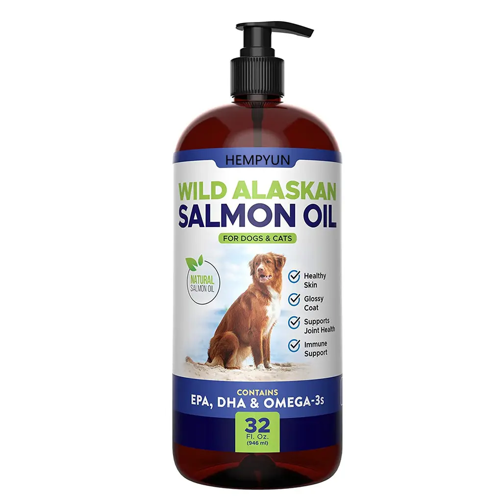 Complément alimentaire liquide pour animaux de compagnie avec de l'huile de saumon sauvage d'Alaska pour chien pour soutenir les articulations, le cerveau et le système immunitaire