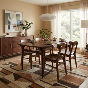 Un ensemble de table à manger ovale en bois massif, style Mid-Century Modern, tendance, avec quatre chaises, parfait pour rehausser l'ambiance de la salle à manger. - Product Image 5