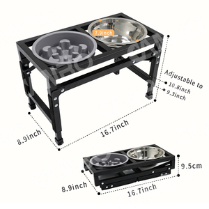 CanboPet mangkuk anjing Stainless Steel, Tempat makan anjing 2-In-1 <span class=keywords><strong>3</strong></span> tinggi dapat disesuaikan - Product Image 3