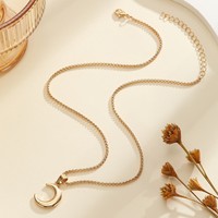 Collier ajustable en alliage de zinc avec pendentif lune, chaîne de clavicule, accessoire simple et exquis pour femme, vente en gros