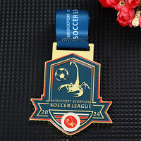 Vente en gros de médailles de sport en métal alliage de zinc émaillé médailles d'or 2d 3D Bridgeport Scorpions Soccer League médailles de football