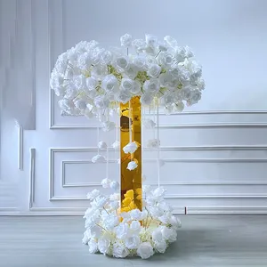LFB2240 weiße Hochzeit Blumenarrangements künstliche Blume Tisch-Tischdekoration Dekoration goldene hohe Vase Tischdekoration mit Blumen