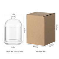 Cloche en verre transparent avec base pour bougies, présentoir alimentaire, aromathérapie et décoration intérieure – Vente en gros
