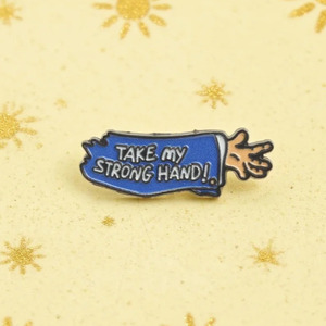 Kim loại vui nhộn phong cách Nhật Bản trâm cài phim hoạt hình với trích dẫn Phim Kinh Dị 'hãy nắm lấy bàn tay mạnh mẽ của tôi' - Product Image 5