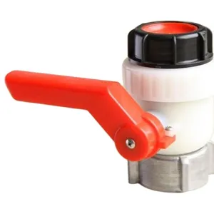 Plastik Ball Valve Dn40 Tipe untuk Tangki IBC Kontainer Inlet 62 Mm S60 * 6 Benang