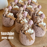 Bougies parfumées personnalisées avec étiquette nominative, motif ours mignon, cerise et ballon, dans un emballage original, pour cadeaux de naissance de bébé fille et cadeaux d'anniversaire