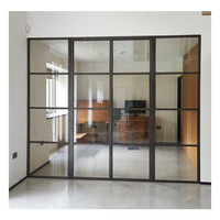Porte française en acier moderne pour intérieur, porte battante en verre, cloisons intérieures en verre, portes françaises à cadre métallique
